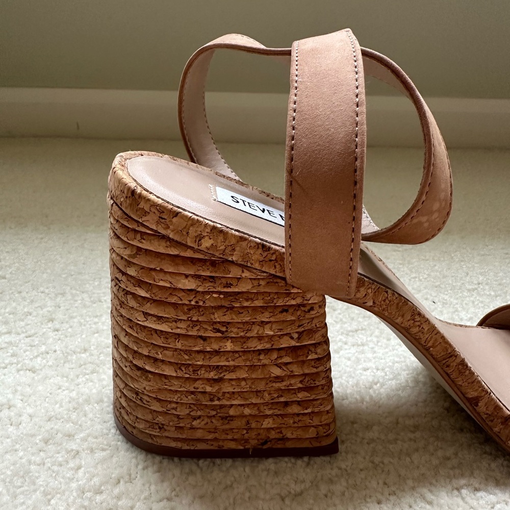 Steve Madden Two Strap Tan “Cork” Heeled Sandal- Size 11 - Picture 13 of 16